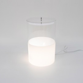 Lampe cylindrique en Plexiglas transparent et opale de Thibaut Renesson Philipon