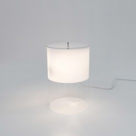 Lampe de bureau en Plexiglas transparent et opale et disque lumineux