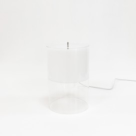 Lampe cylindrique en Plexiglas transparent et opale