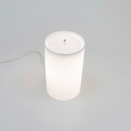 Lampe cylindrique et disque lumineux en Plexiglas de Thibaut Renesson Philipon